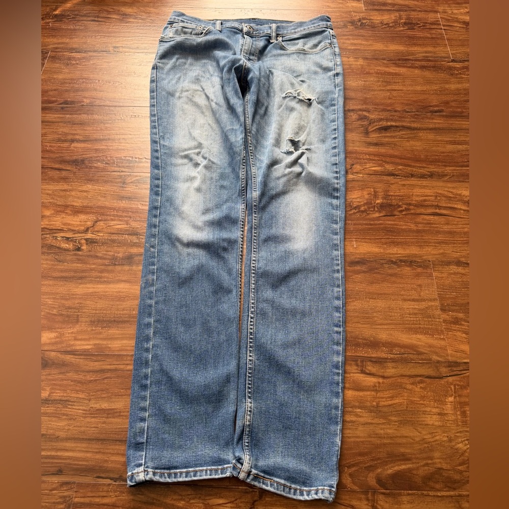 Levi’s 511 Slim Fit Jeans Mens 33x34 Medium Wash Distressed Faded Denim